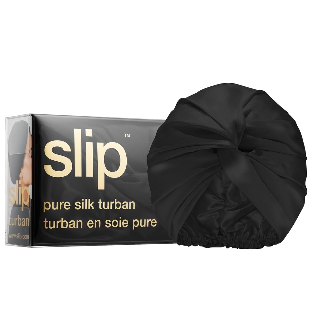 Slip Black Silk Hair Wrap/Turban